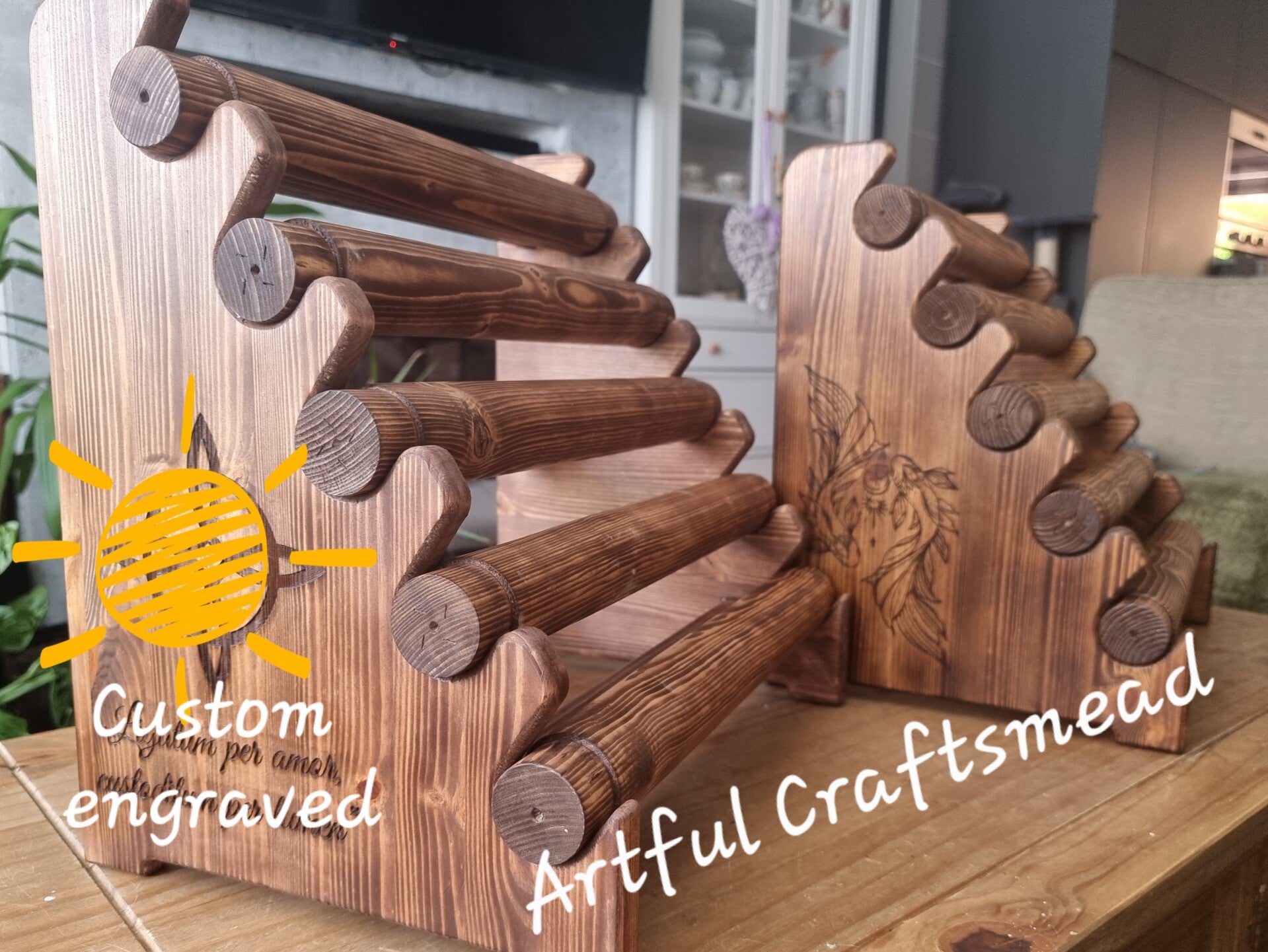 Wooden Bracelet Display Stand • Handmade Solid Pine Jewelry Organizer • Rustic Bracelet Holder Rack for Market or Home