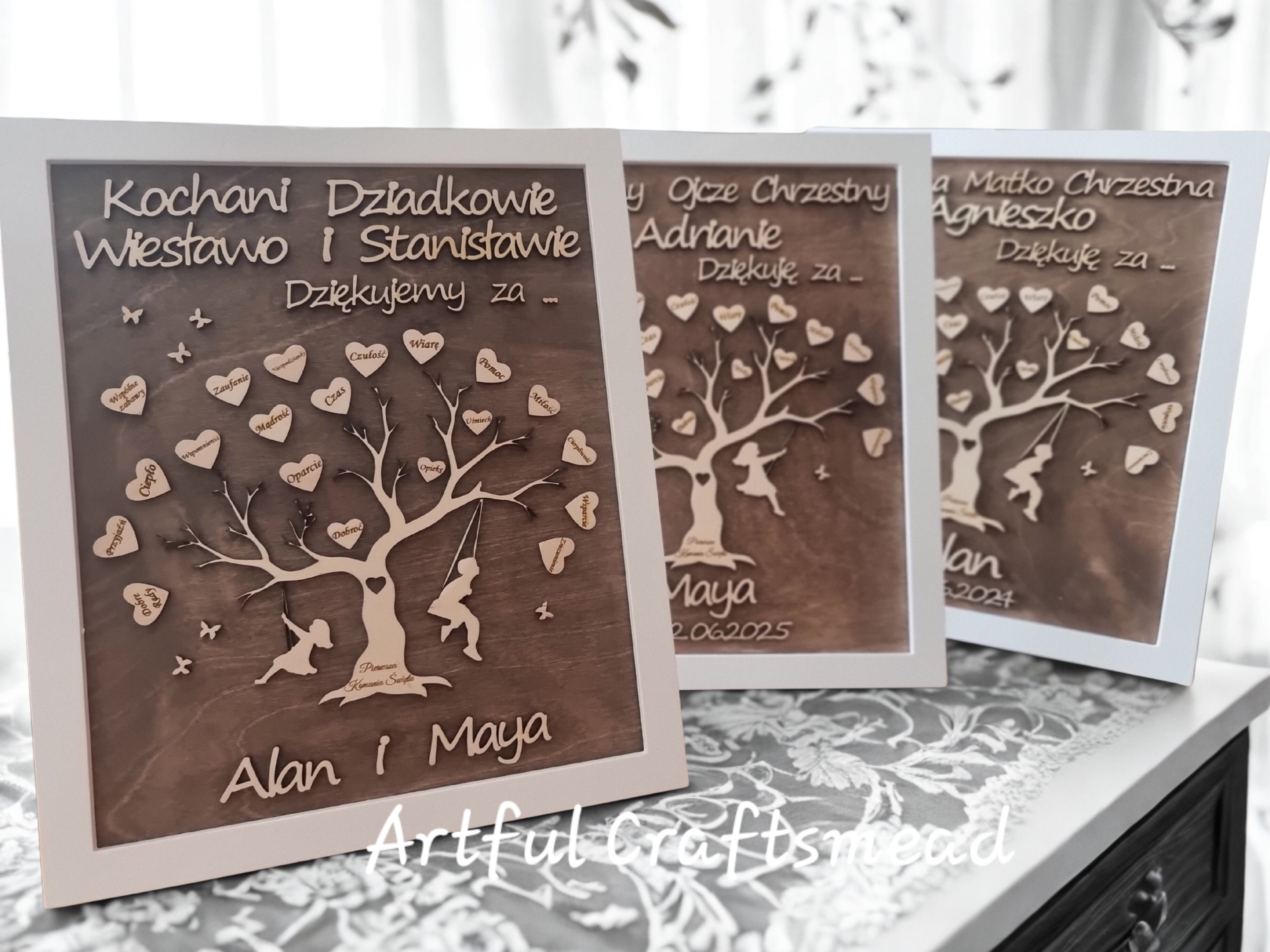 Personalised Wooden Communion Frame | Handmade Thank You Gift for Godparents or Grandparents | Luxury Wooden Keepsake