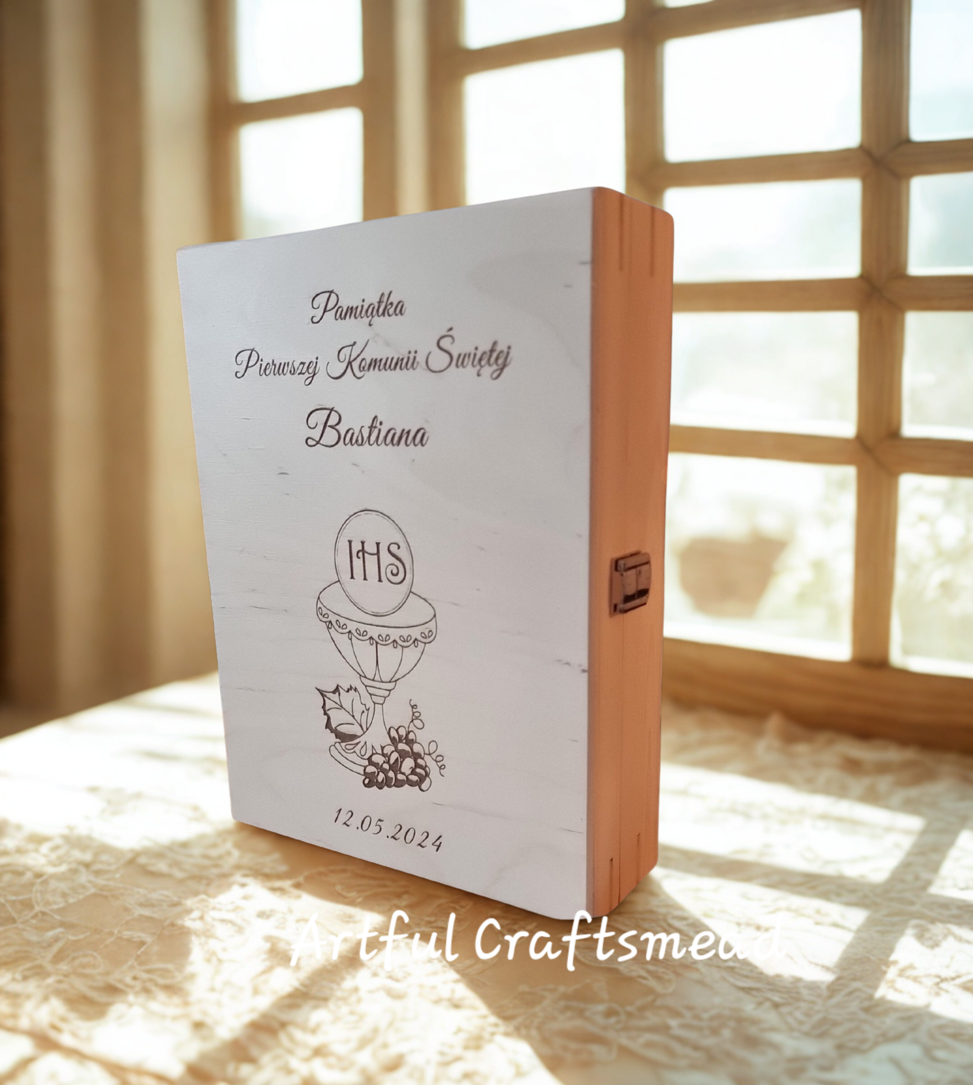 Personalised Solid Wooden Bible Box | First Holy Communion Keepsake | Handmade Solid Wood