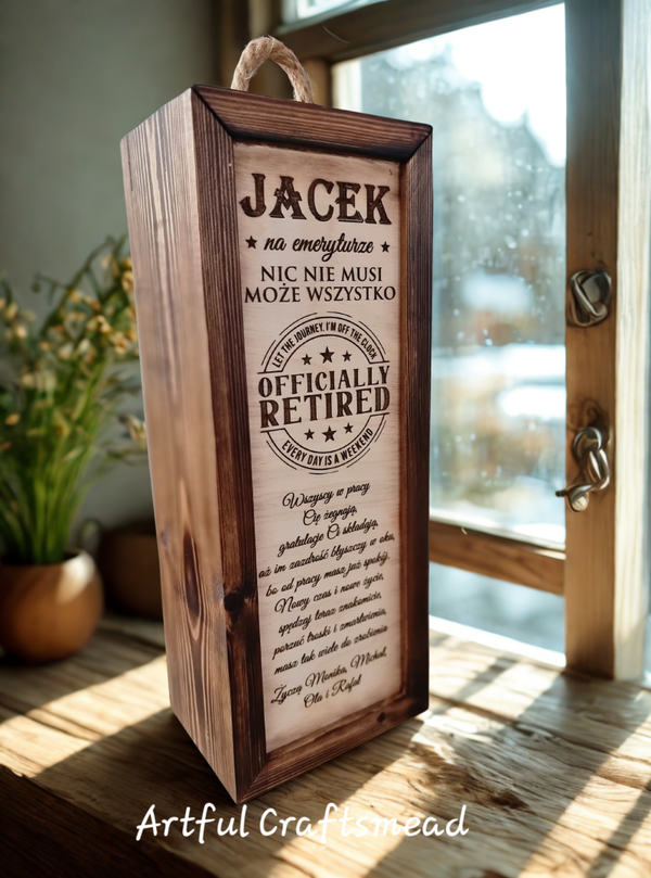 Personalised Solid Wood Wine Box – Handmade Engraved Bottle Gift Box