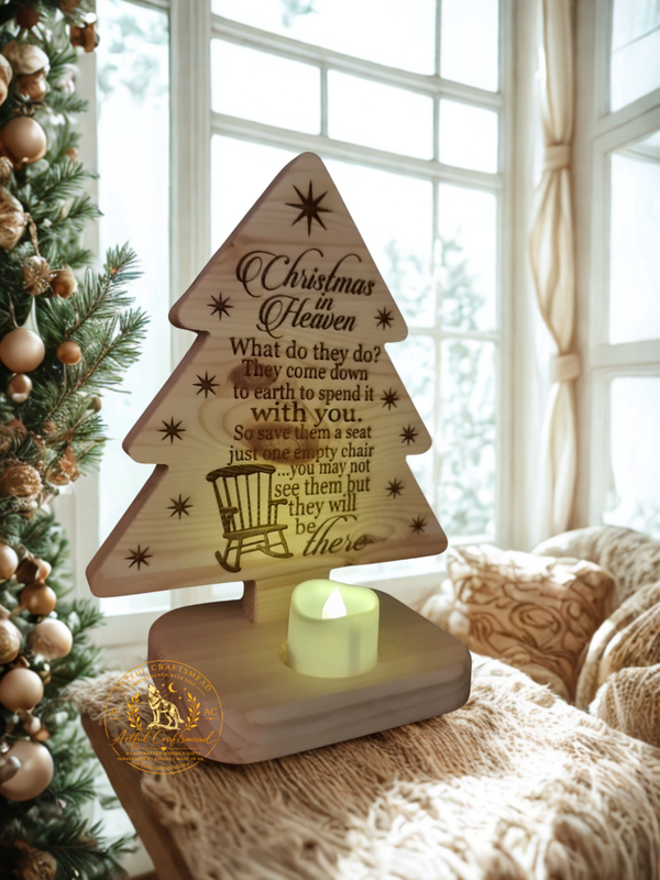 Personalised Christmas in Heaven Solid Wood Memorial Tree