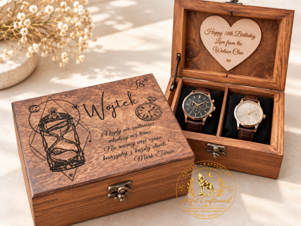 Personalised Wooden Watch Box – 1 to 6 Watches