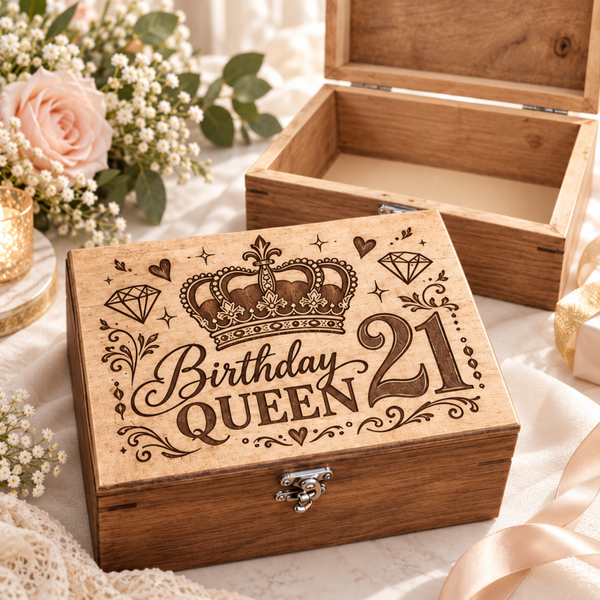 Personalised Birthday Jewellery Box – Large Handmade Solid Pine Keepsake Chest