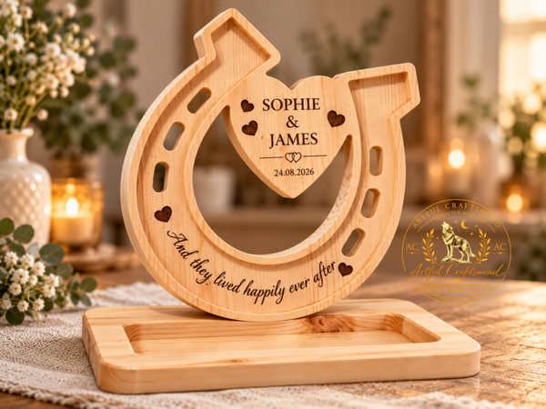 Personalised Solid Wood Horseshoe with Keepsake Tray