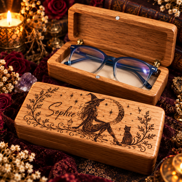 Personalised Witch & She-Devil Solid Oak Keepsake Box – Handmade Gothic Gift