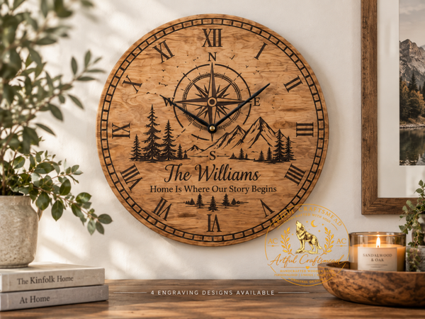 Personalised Wooden Wall Clock – 40cm Custom Engraved Clock
