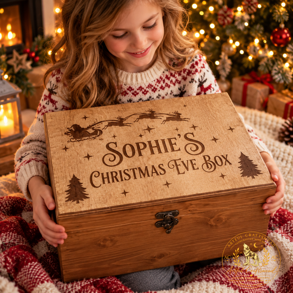 Personalised Solid Pine Christmas Eve Box – Handmade Family Keepsake