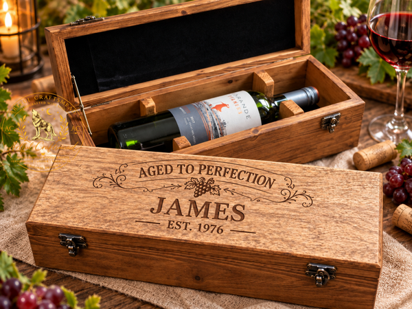 Personalised Solid Pine Wine Box – Engraved Gift for Any Occasion