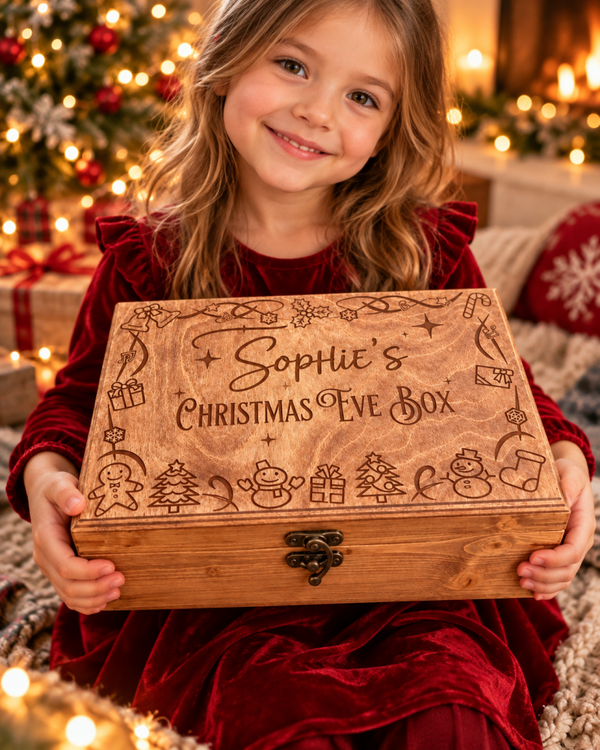 Personalised Solid Pine Christmas Keepsake Box – Handmade Family Gift
