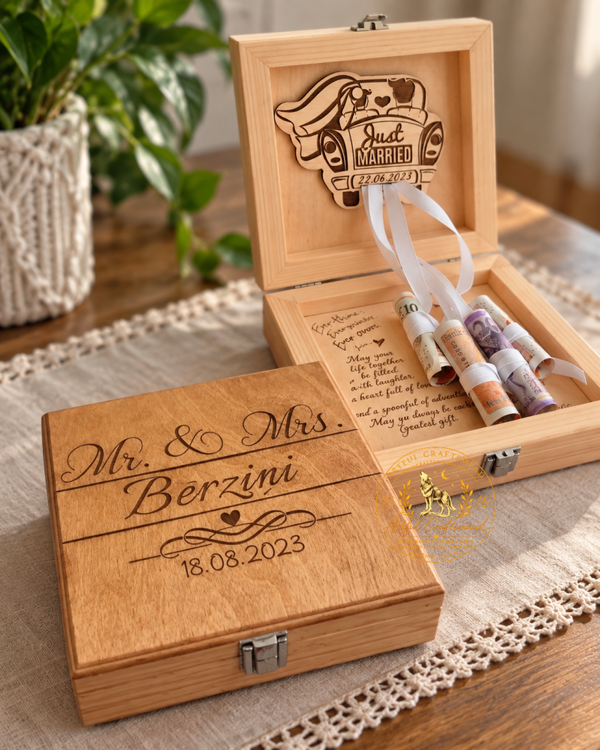 Personalised Wedding Money Gift Box – Just Married Car Design