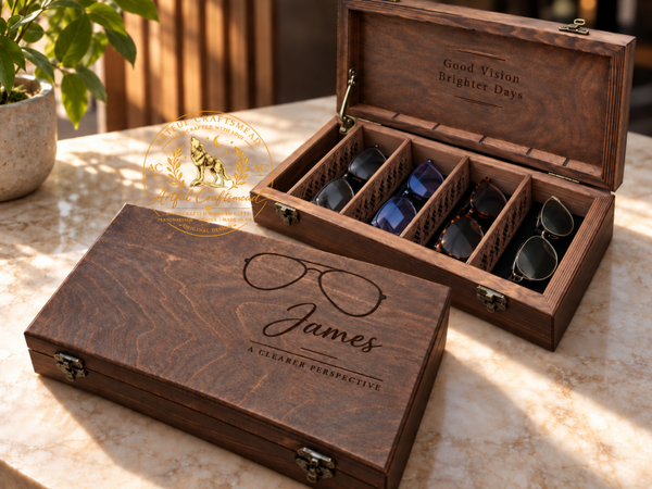 Personalised Wooden Glasses Box – 1 to 10 Pairs
