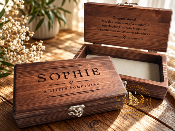 Personalised Solid Pine Money Gift & Keepsake Box