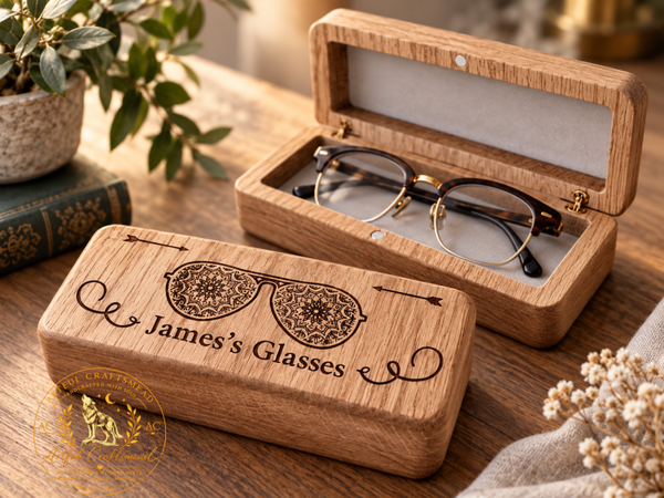 Personalised Solid Oak Glasses Case