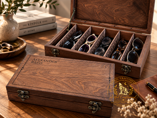 Personalised Solid Wood Glasses Organiser – 1 to 10 Pairs