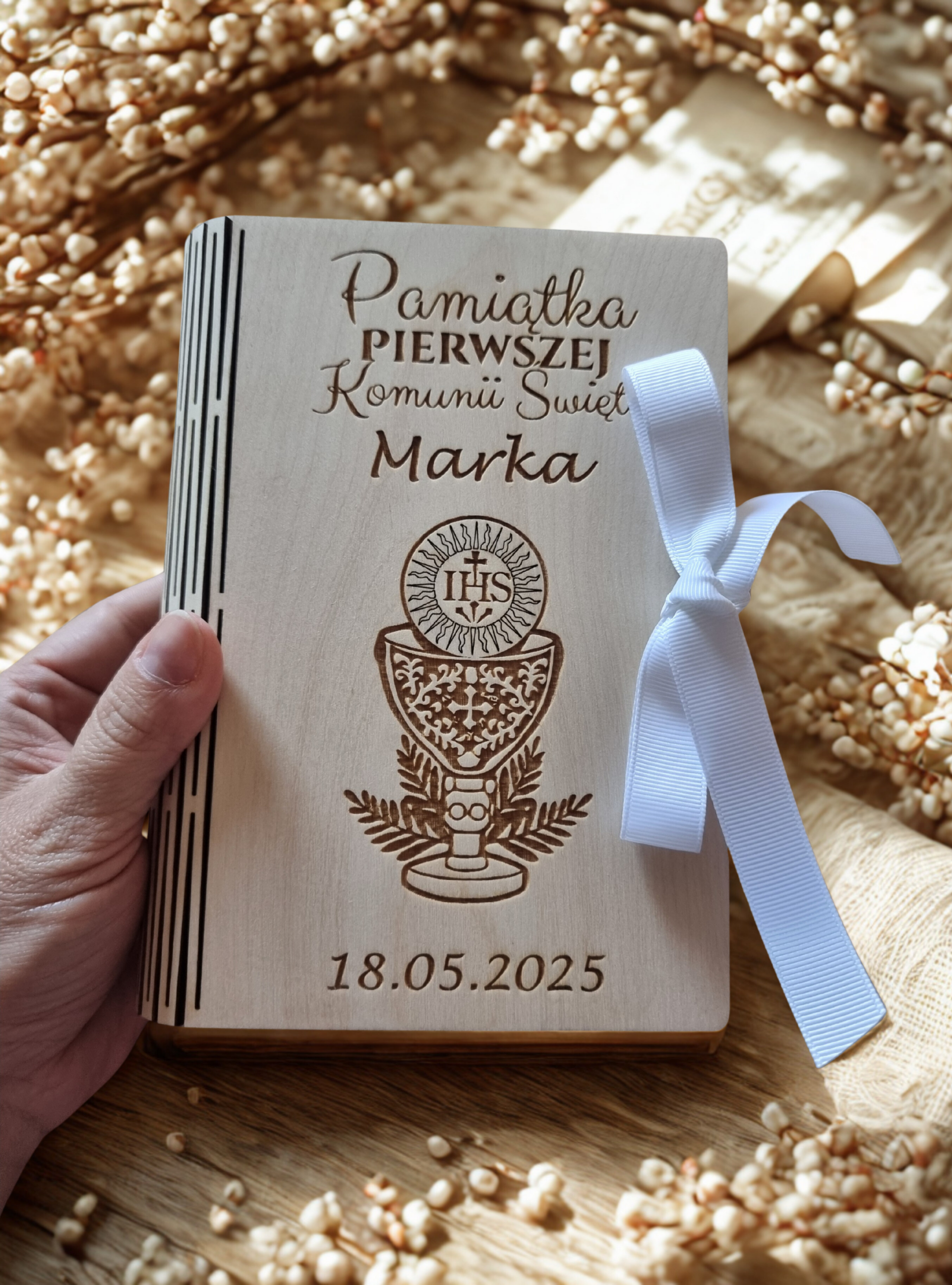Personalised First Holy Communion Book Box – IHS Chalice Design