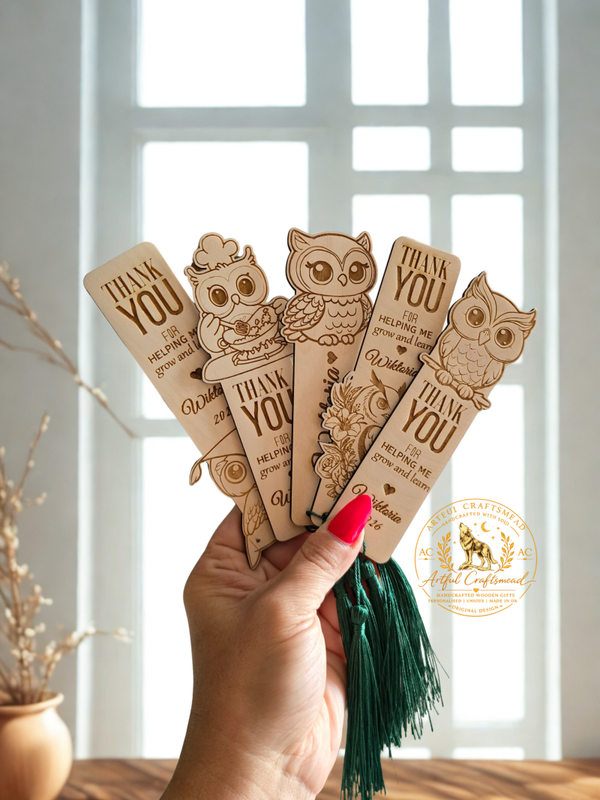 Personalised Owl Bookmark Custom Name Quote Teacher Gift Reading Gift