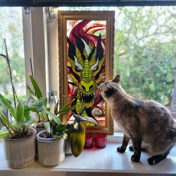 Dragon paneel in vintage lijst