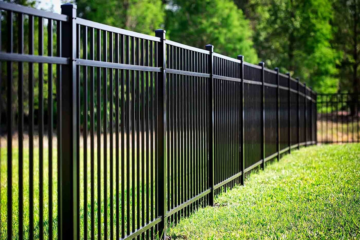 Black metal fence and gate line for open visibility