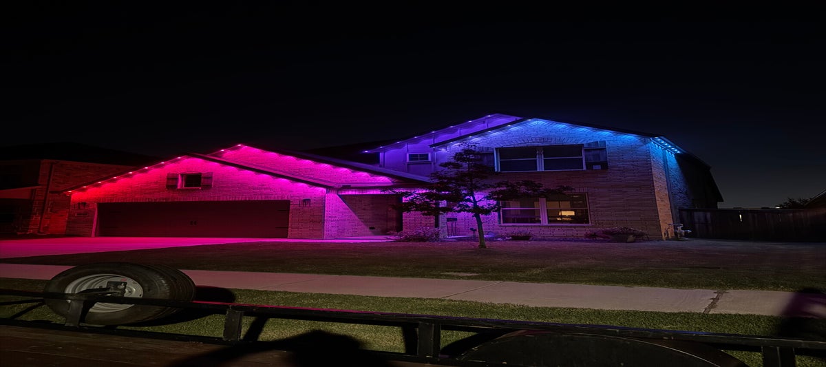 Permanent LED lighting installation on residential property in Haslet Texas