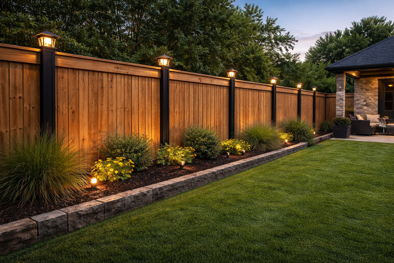 Wood privacy fence installation and fence replacement project in Fort Worth Texas by TrueLight Luxury Property Services with clean fence lines and professional backyard presentation