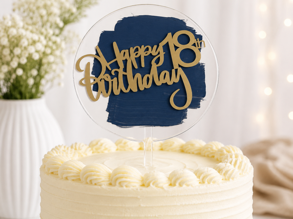 Personalised Birthday Acrylic Cake Topper – Elegant Custom Celebration Decoration