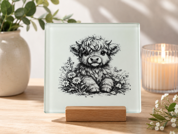 Highland Cow Glass Coaster
