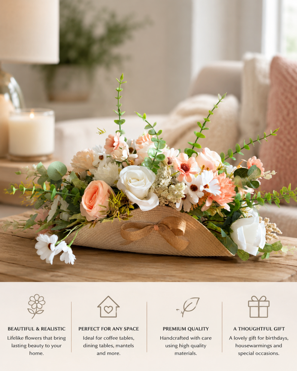 Elegant Floral Table Centrepiece – Handmade Style Artificial Flower Arrangement