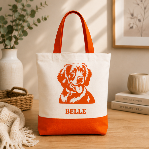 Personalised Canvas Tote Bag – Custom Dog Portrait Shopping Bag | Reusable Gift for Dog Lovers