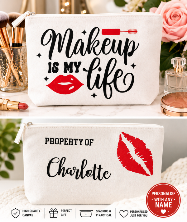 Personalised Makeup Pouch | Custom Name Cosmetic Bag | Beauty Lover Gift