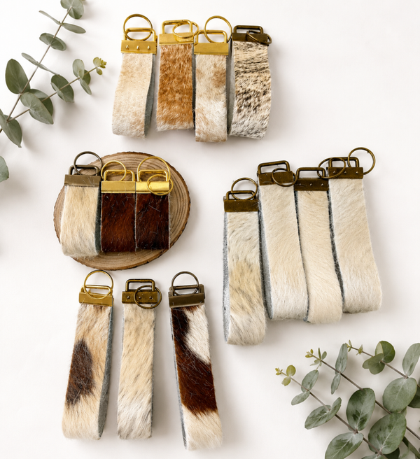 Premium Genuine Cowhide Key Fob | Handmade Leather Wrist Strap Keychain | Unique Gift for Her & Him