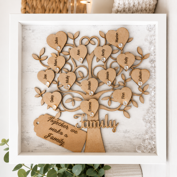Personalised Handmade Wooden Family Frame | Custom Keepsake 10x10" Box Frames