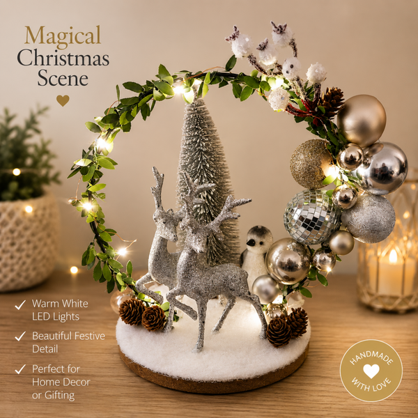 Handmade LED Christmas Table Centrepiece – Elegant Festive Winter Decoration