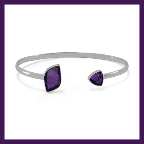 Sterling Silver Amethyst Cuff Bracelet