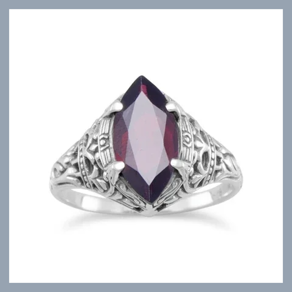 Oxidized Garnet Ring