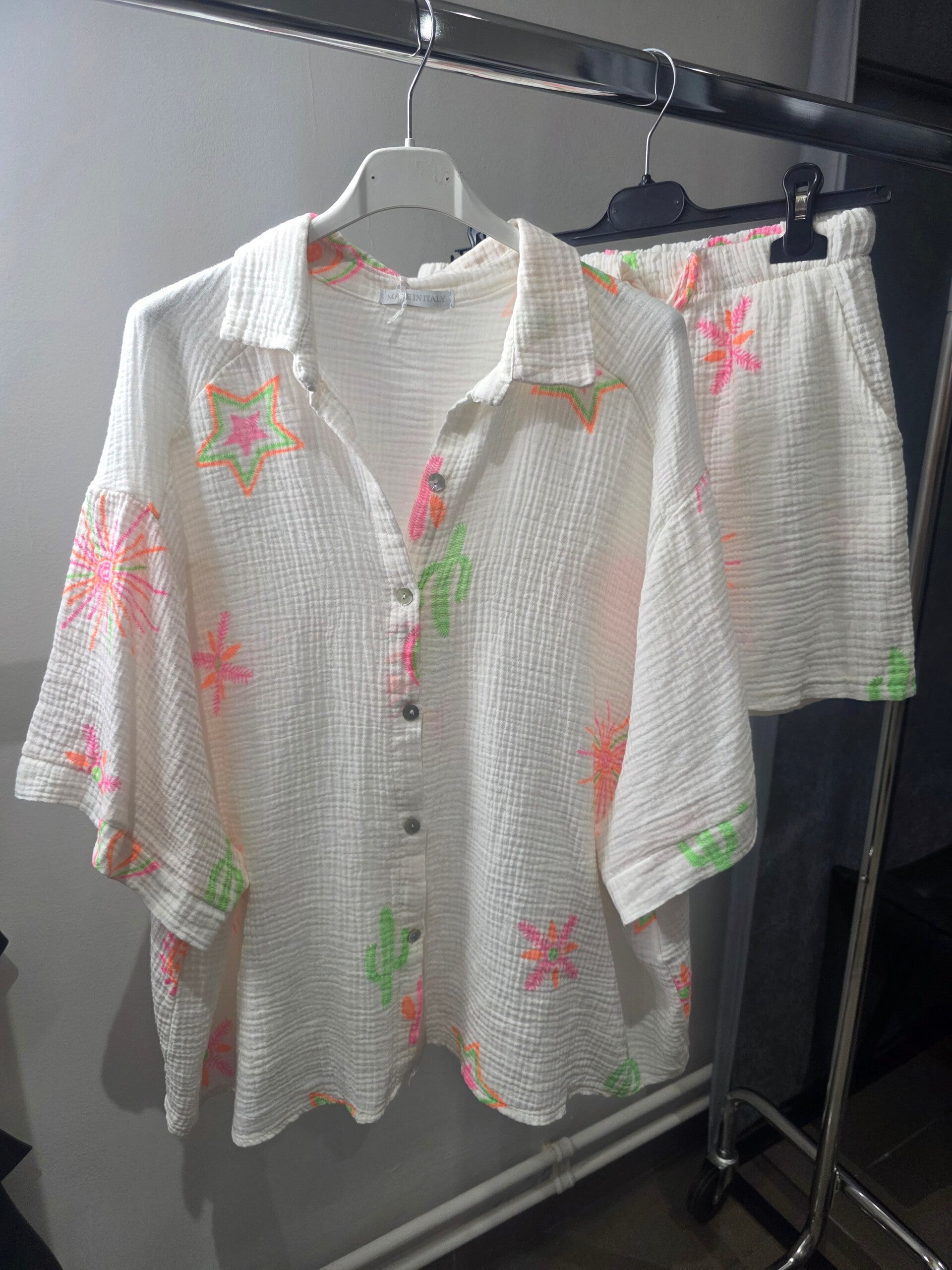Ensemble chemise short gaz de coton