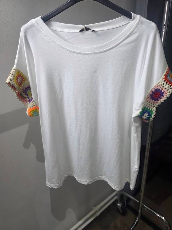 T-shirt manche maille colorée