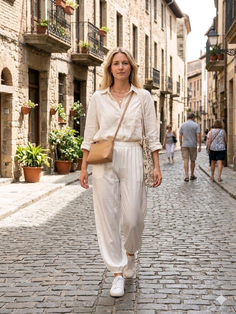 Pantalon fluide satiné