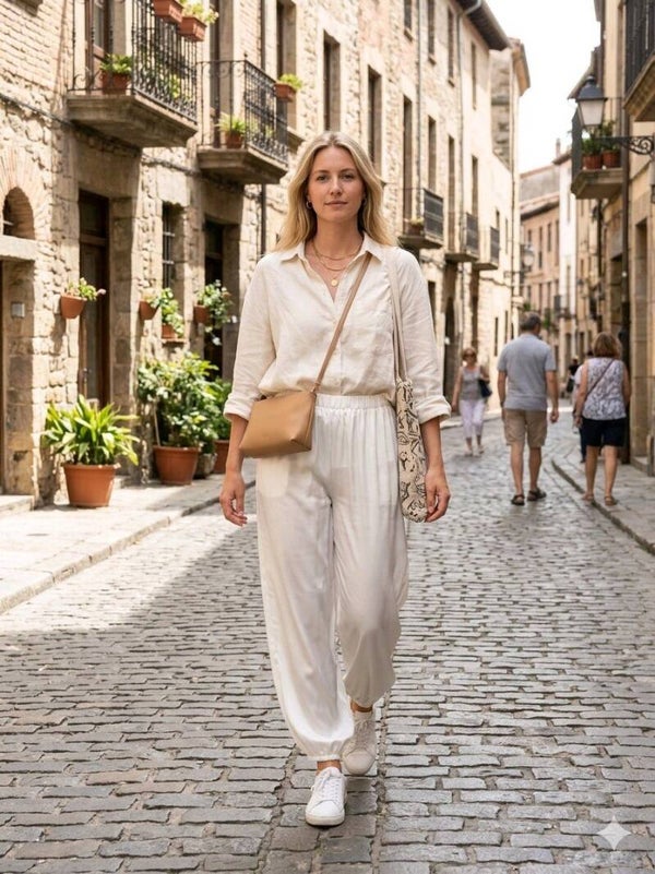 Pantalon fluide satiné