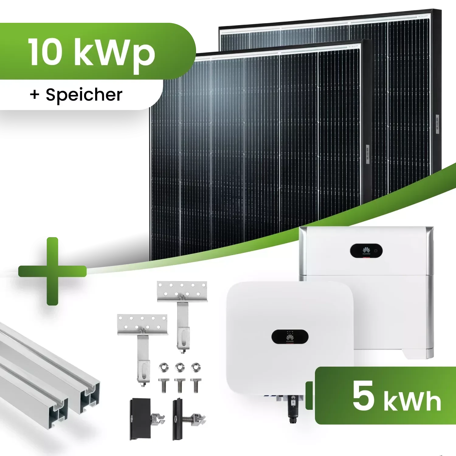 PV Komplettpaket Huawei 10kW mit 5kW Speicher Schrägdachmontage Black Frame Module (415Wp GR) Produktnummer: PVST5120.10.5.SDM