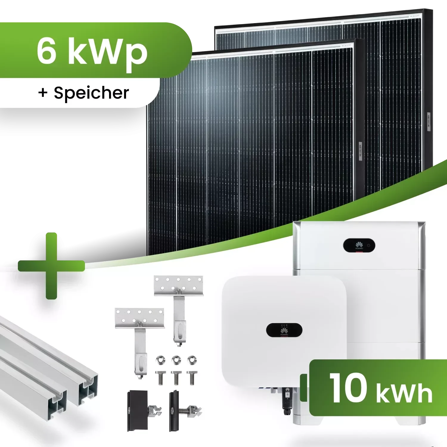 PV Komplettpaket Huawei 6kW mit 10 kW Speicher Schrägdachmontage Black Frame Module (415Wp GR) Produktnummer: PVST5120.6.10.SDM