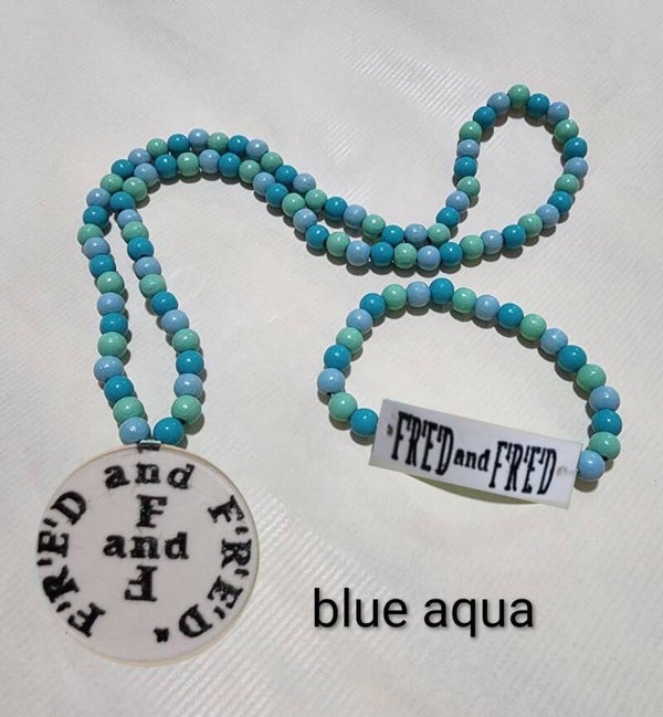 Collier et bracelet blue aqua