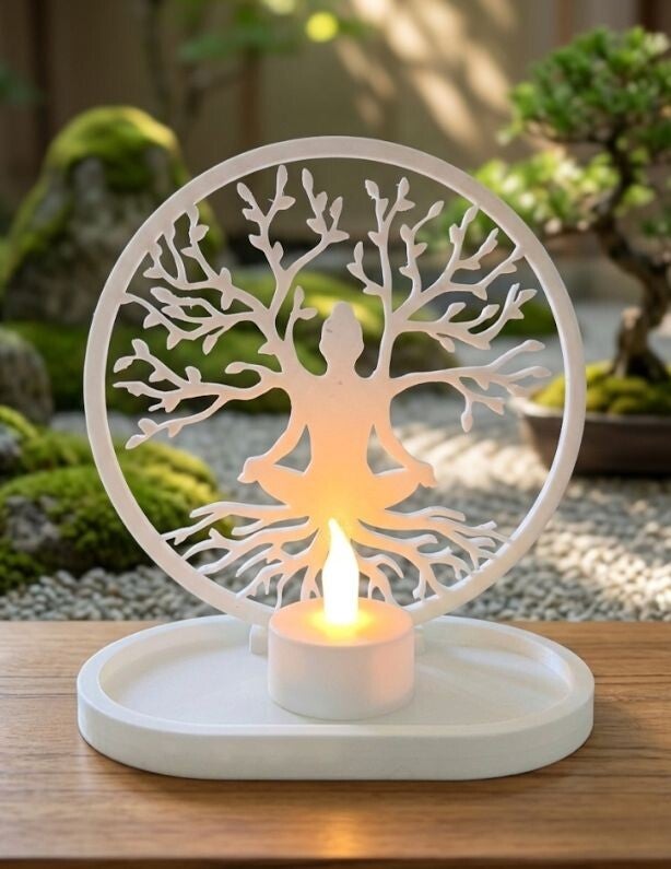 Bouddha arbre de vie porte bougeoir