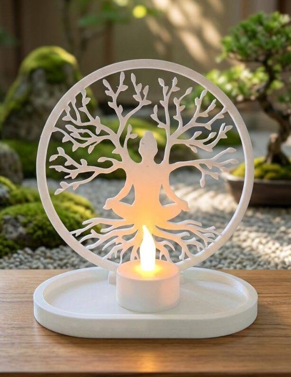 Bouddha arbre de vie porte bougeoir