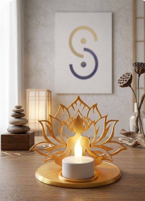 Porte bougie Bouddha fleur de lotus