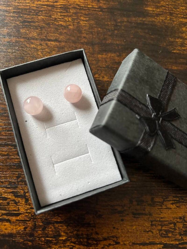 Boucles d’oreilles quartz rose inoxydable