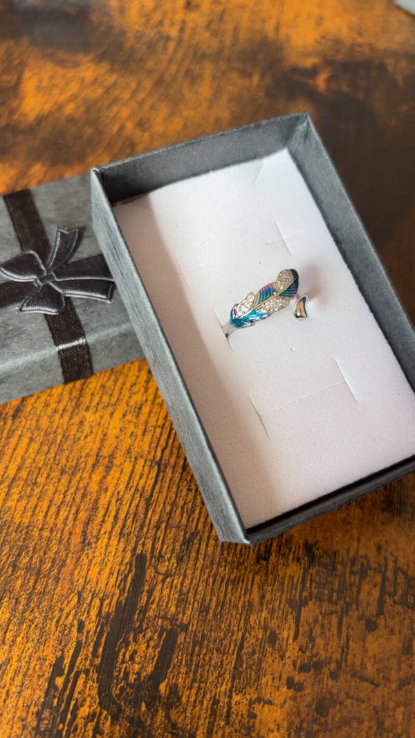 Bague en argent sterline plume