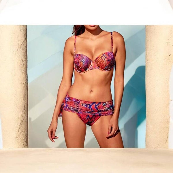 Snakeprint-Bikini m. Schnürung, bunt