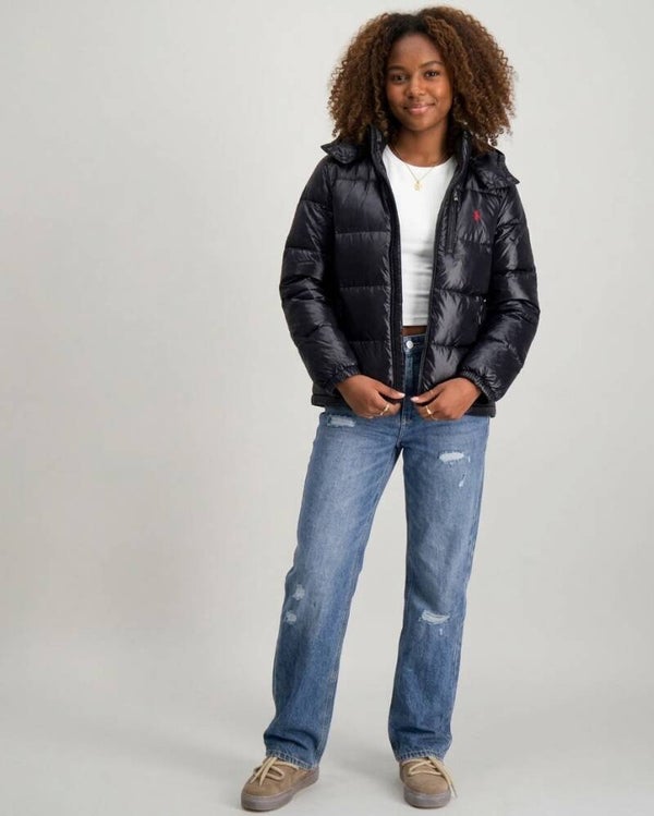 Polo Ralph Lauren Schwarz The Gorham Glossed Down Jacket - Mädchen