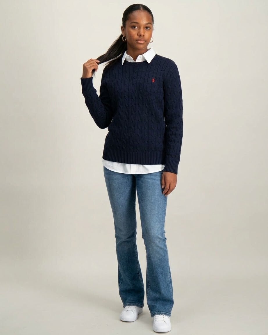 Polo Ralph Lauren Blau Cable-Knit Cotton Sweater - Mädchen