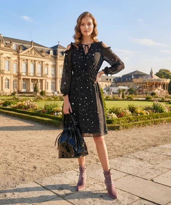 Chiffon-Kleid m. Cut-Outs